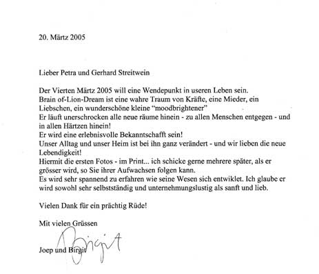 Brief von Birgit aus Dnemark